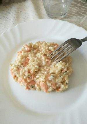 Une photo de Risotto de saumon fumé