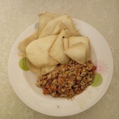 Fried yam and egg souce A picture of Fried yam and egg souce.