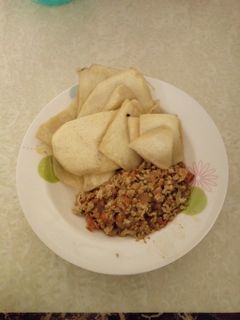 A picture of Fried yam and egg souce.