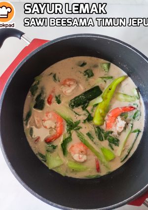 Gambar Sayur Lemak Sawi Bersama Timun Jepun