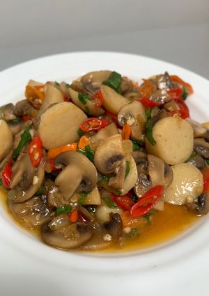 Foto resep Oseng-oseng jamur baso ikan