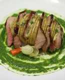 Roast beef con curry fresco de albahaca