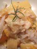 Calamarata con baccalà aromatizzato all’elicriso liquirizia e albicocche secche