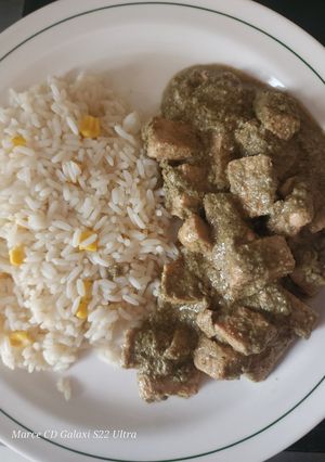 A picture of Pork in Green Mole Sauce.
