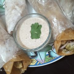 A picture of Chicken malai boti roll.
