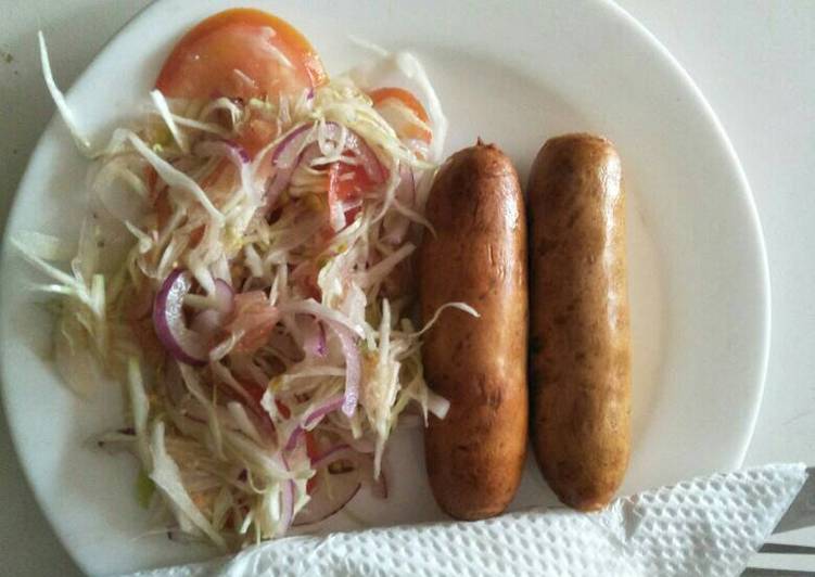 Cabbage salad with sausage