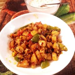 A picture of Stir Fried Aloo Mirchi.