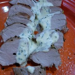 Pork Loin with a Lemon Aioli A picture of Pork Loin with a Lemon Aioli.
