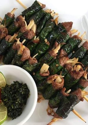 Hình của món Bò nướng lá lốt.