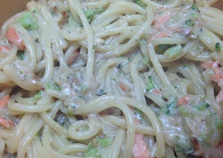 Resep Spaghetti creamy salmon &amp; broccoli yang enak