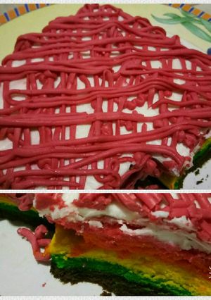Foto resep Rainbow cake kukus rasa gurih