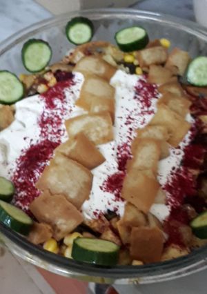 صورة لوصفة سلطة البطاطس والباذنجان😌👌