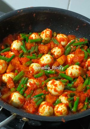 Foto resep Balado Telur Puyuh Kentang Kacang Panjang