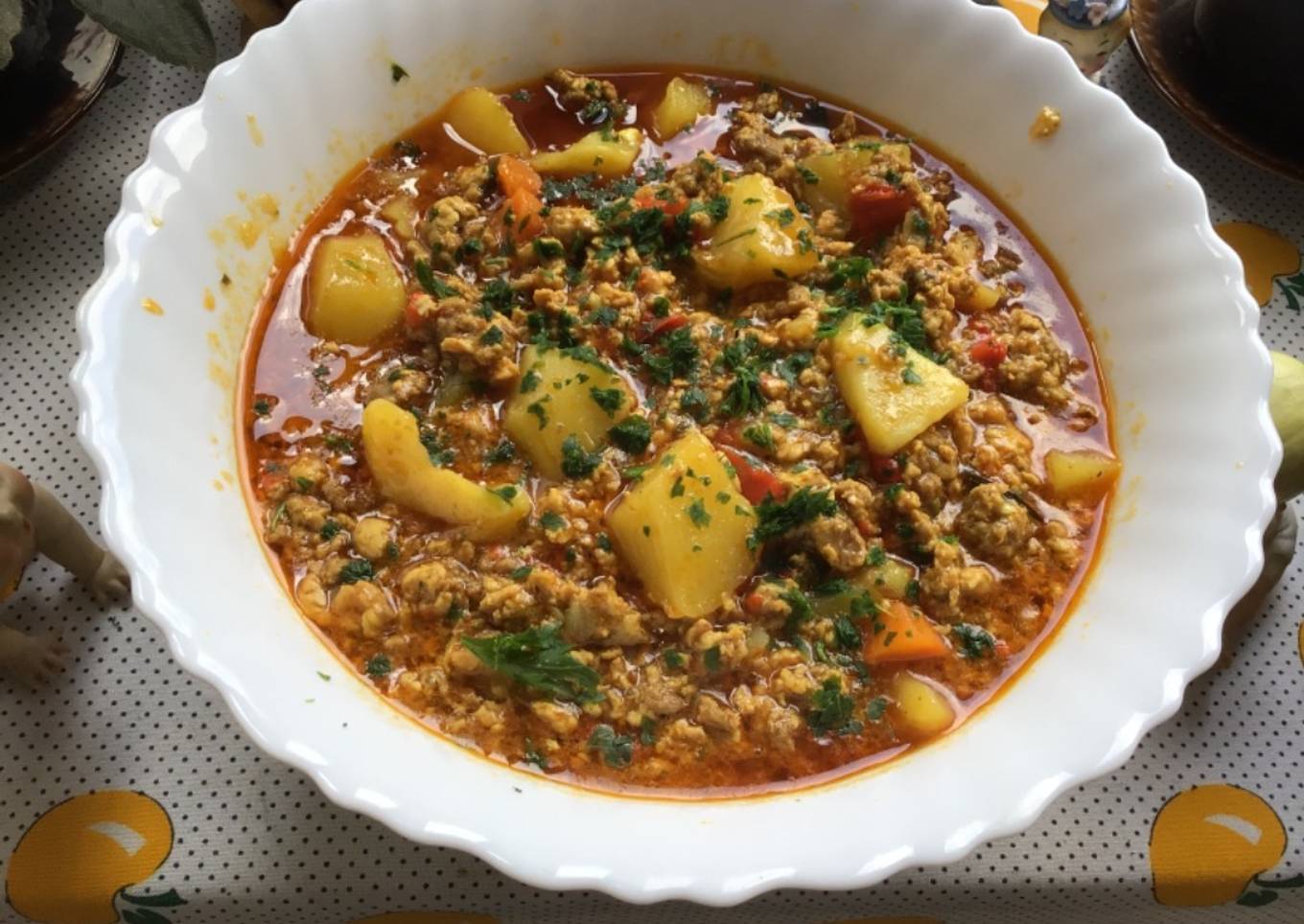 Guiso de carne molida y papas