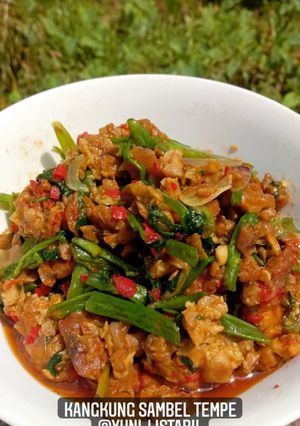 Foto resep Pecak kangkung tempe