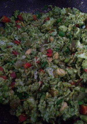 A picture of Hariyali pulao.
