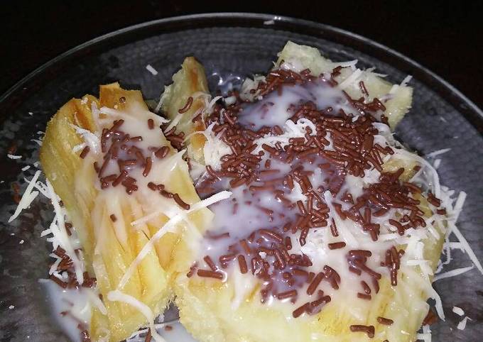 Bagaimana Membuat Singkong mekar keju mesis susu, Bikin Ngiler