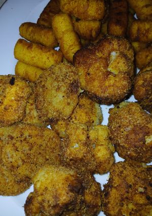 Rántott zöldségek burgonya krokettel recept fotója