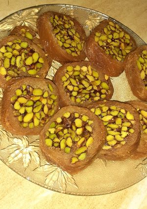 صورة لوصفة كنافة مبرومة على اصول