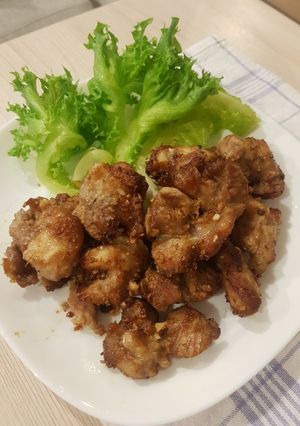 รูปของ หมูใบพายทอดน้ำปลากับสามเกลอ หม้อทอดไร้น้ำมัน low carb