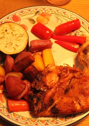 Una foto de Pollo con ratata al horno