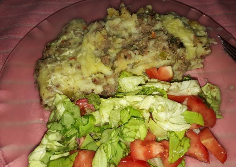 Pastel de carne y papas con lo que tenía a mano!😋😜😛