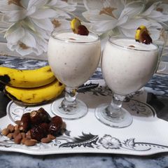 Healthy dates almond &banana shake with healthy fruit chart😊 A picture of Healthy dates almond &banana shake with healthy fruit chart😊.