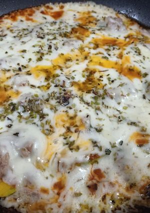 Una foto de Pizza de calabacín en sartén