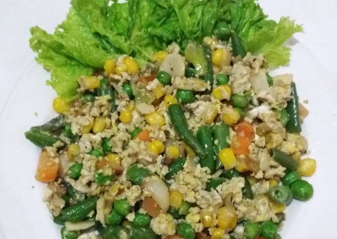 Resep Diet mayo dinner day 6 orak  arik mix vegetable  oleh 