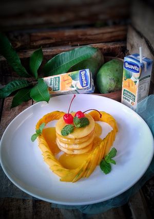 Foto resep Mini Buttermilk Pancake Saus Mangga (Sarapan Keluarga Hari ke 2)