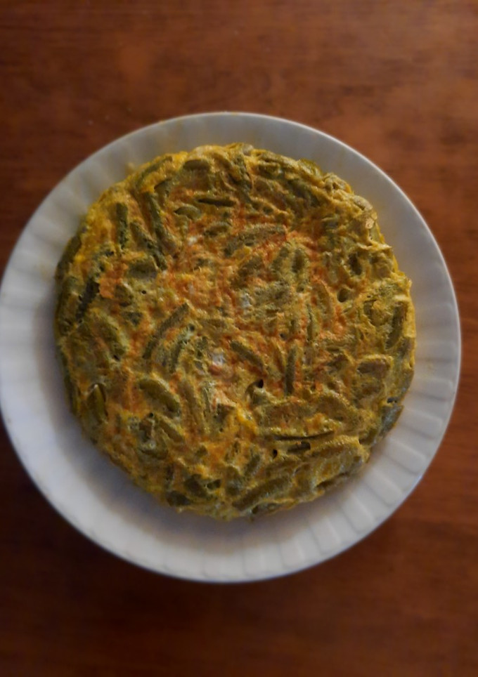 Una foto de Tortilla de habicholillas o judías verdes