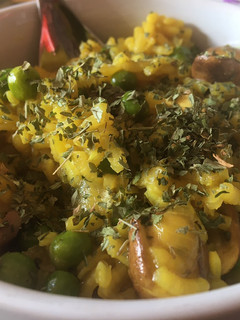 Una foto de Arroz con guisantes y champiñones