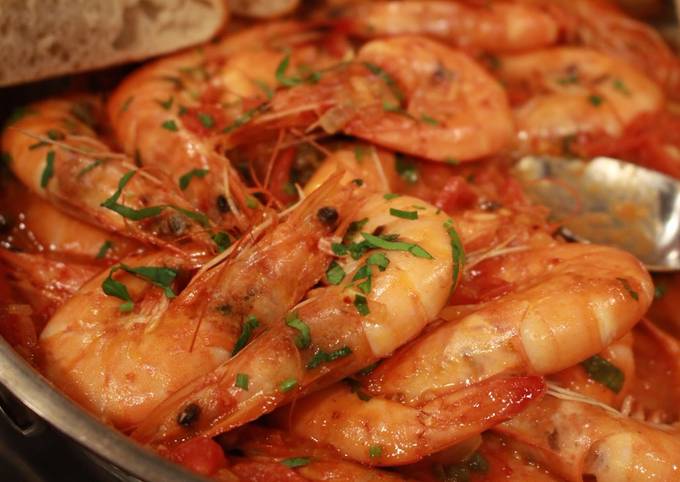 Simple Way to Prepare Delicious 20 Minute Mediterranean-Inspired Shrimp with Tomatoes & Capers for 2