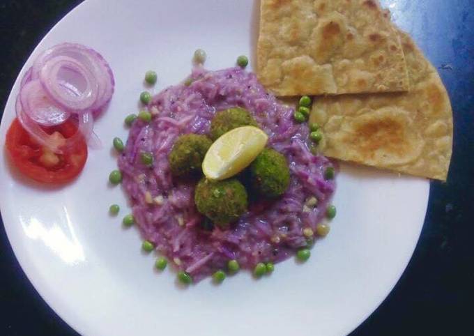 Steps to Prepare Speedy Purple yam curry serve with green kofta