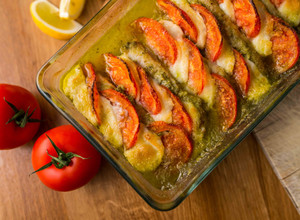 Rakott tőkehal "caprese" recept fotója