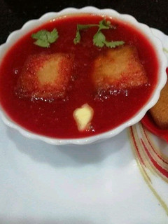 A picture of Beetroot & Carrot soup.