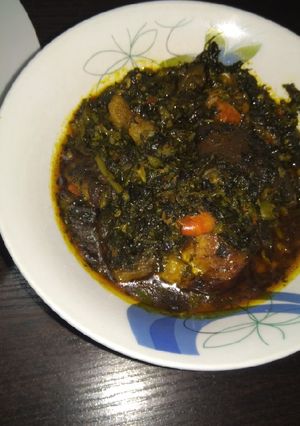 A picture of Bitter leave soup.