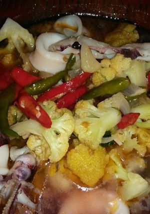Foto resep Tumis pedas cumi bunga kol