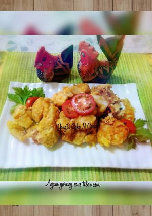 Foto resep Ayam goreng saus telor asin🍗🌾