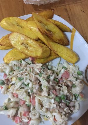 A picture of Fried Plantain and Salad.