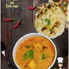 A picture of Restuarent style Paneer masala with butter naan.