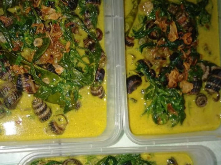 Resep Gulai siput daun singkong yang Bikin Ngiler