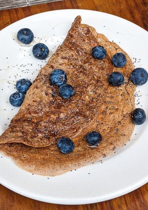 Una foto de Panqueque de avena y cacao 🥞