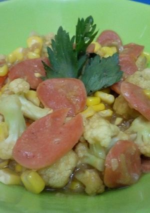 Foto resep Tumis jagung kembangkol dan sosis saus tiram