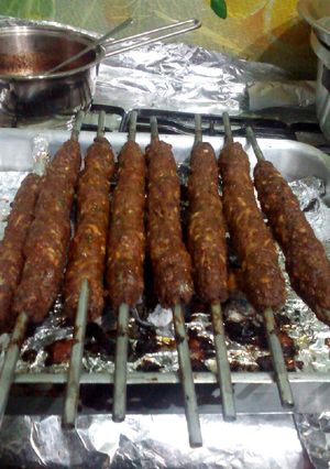 A picture of Grilled Kofta on Charcoal.