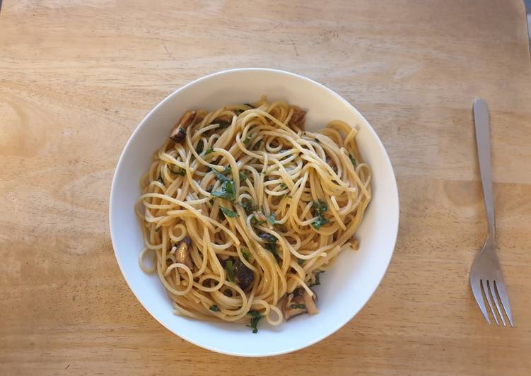 Miso Butter Spaghetti with Shiso &amp; Shiitake