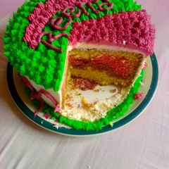 A picture of Marble cake with butter icing.