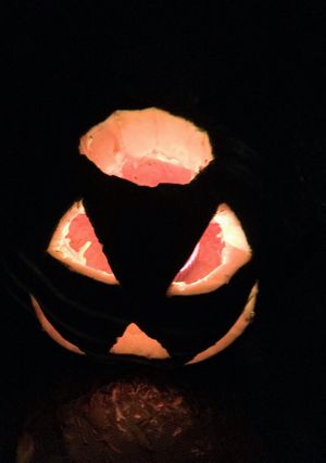 A picture of Spooky pumpkin soup.