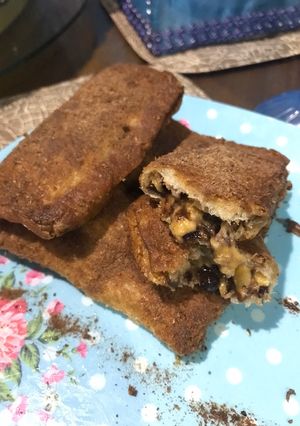 Foto resep Roti goreng isi pisang coklat simple