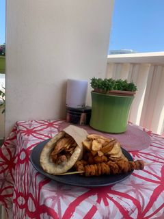 Φωτογραφία της συνταγής Vegan σουβλάκι με πατάτες "τηγανητές" του φούρνου